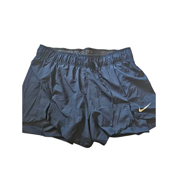 Nike dry fit bike lined layered swishy gym shorts womens medium new - Picture 1 of 7